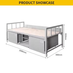Lit en métal d'institution avec tiroirs de rangement et porte-chaussures Lit simple en acier pour projet de campement Hébergement - Product Image 3