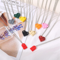 Authentique collier ras du cou en forme de cœur pour femmes, ensemble de 2 pendentifs à assembler en blocs, bijoux pour amoureux, chaînes de couple