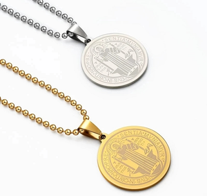 Collar con Medallón de San Benito Católico para Hombre y Mujer, Acero Inoxidable, San Benito, Collares, Gargantilla, Joyería, Regalos, Nuevo - Product Image 1