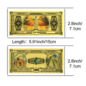 Billet <span class=keywords><strong>de</strong></span> <span class=keywords><strong>banque</strong></span> en PET plaqué or 100 dollars, étanche, sur le thème <span class=keywords><strong>des</strong></span> Sept Merveilles <span class=keywords><strong>du</strong></span> <span class=keywords><strong>Monde</strong></span>, pour collection, vente en gros - Product Image 6