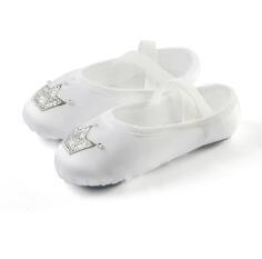 Prezzo all'ingrosso diretta della fabbrica rosa tessuto elasticizzato piatto corona <span class=keywords><strong>Ballerina</strong></span> scarpe per i piccoli bambini/donne - Product Image 5