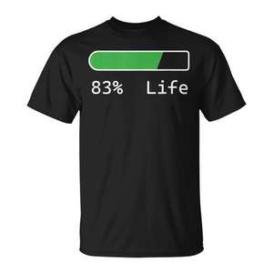 T-shirt Life Percentage, cadeau d'anniversaire pour 83 ans, unisexe, col rond, manches courtes, impression numérique - Product Image 1