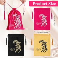 Pochette en satin de soie de luxe en gros avec cordon de serrage, logo personnalisé imprimé, promotionnelle, 25x35cm, anti-poussière et anti-humidité pour perruques et mèches de cheveux