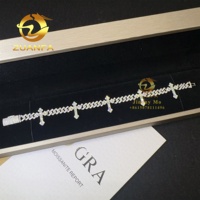 Bracelet Hip Hop en Argent 925 avec Chaîne Cubaine Moissanite 6mm, Design Croix Iced Out, Bijoux de Rappeur en Gros