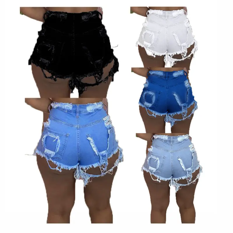New Trendy Denim Shorts For Women Hole High Waist Jeans Sexy Summer Wear Ladies