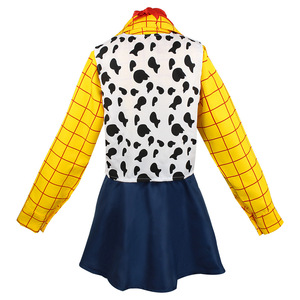 Disfraz de Woody para mujer, chaqueta a cuadros amarilla con chaleco con estampado de vaca, falda azul para fiesta de Halloween, juego de rol - Product Image 2