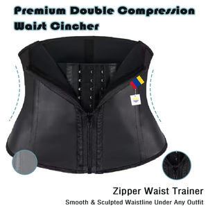 Faja Moldeadora de Cintura de Látex de Doble Capa con Cremallera y Control Abdominal de Alta Compresión con 9 Varillas <span class=keywords><strong>para</strong></span> Mujer, Torso Corto - Product Image 2