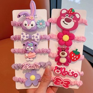 Cute Cartoon Children <b>Hair</b> Tie Braided Fabric <b>Hair</b> Band Daily Use Safety <b>Lock</b> 5pcs Pack - Product Image 3