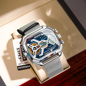 Reloj POEDAGAR de Lujo para Hombre, con Fecha, Semana, Luminoso, LED, Correa de Malla de Acero, Doble Hora, Reloj de Cuarzo de Moda para Hombre - Product Image 2