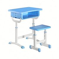 Ensemble bureau et chaise pour étudiants réglables en hauteur, durables, avec structure en métal pour l'école, la salle de classe et les études
