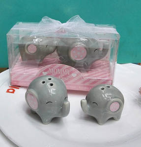 Mini éléphant en céramique, 50 pièces, décoration de mariage, salière et poivre, cadeaux en cadeau pour fête prénatale - Product Image 2
