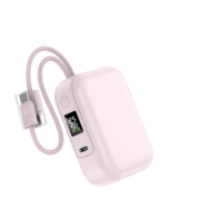 Banco de energía de alta calidad con carga rápida de 22.5W, 10000mAh, mini pantalla LED y cable dual.
