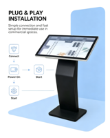 Écran LCD 65 pouces, borne interactive d'information Android tout-en-un, borne de consultation tactile