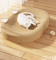 Lit-griffoir pour chat en mousse avec corde de sisal durable et herbe à chat, matériau anti-déchirure, design nid de sommeil, protection des meubles