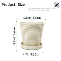 Pot de fleurs en plastique PP durable au design traditionnel avec trou de drainage, capacité de 1,42 L, pour plantes succulentes d'intérieur et jardinage