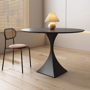 Bàn ăn màu đen trắng kim loại hiện đại Bắc Âu văn phòng khách sạn sang trọng Đồ nội thất tròn đặt nhà hàng phòng ăn bằng đá cẩm thạch bàn ăn - Product Image 1