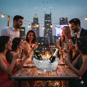 Cubo de Hielo Transparente para Cócteles y Enfriador de Vino para Bar, con Forma de Bote, de 5.5L, en PC - Product Image 1