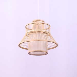 โคมไฟห้อยเพดานไม้ไผ่สานทรงกลม หลอดไฟ LED E27 หัวเดียว สำหรับตกแต่งบ้าน - Product Image 4