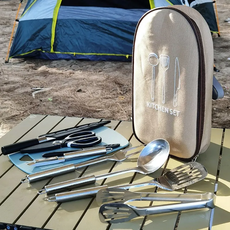 Bbq Grillen En Kamperen Keuken Kookgerei Set Voor De Buitenlucht Kookgerei Accessoires Met Tas Camping Essentials Spullen