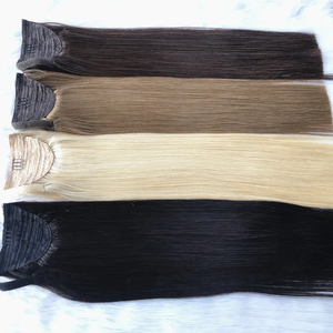 Cola de Caballo de Cabello Humano Natural <span class=keywords><strong>con</strong></span> Clips, Extensión de 100g, Cola de Caballo Completa, Peluca de Cabello Brasileño, Envoltura Negra Marrón - Product Image 5