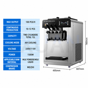 Machine à glace molle commerciale automatique en acier inoxydable 3 saveurs pour restaurants et traiteurs - Product Image 2