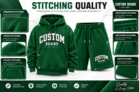 Ensemble sweat à capuche et short personnalisé pour homme, en molleton vert, décontracté, pour l'hiver, avec logo personnalisé imprimé sur le devant, en coton et polyester 430g, séchage rapide