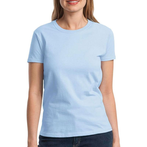 Camiseta de manga corta de alta calidad para mujer en algodón premium con dobladillo trasero ligeramente extendido y caída suave. - Product Image 1