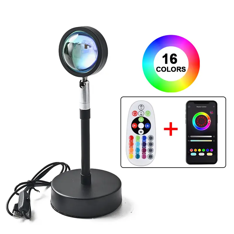 Home Bedroom Shop Background Decoration 16 Colors APP Remote Control Atmosphere Projection Led Sunset Projector Lamp