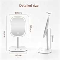 Miroir de maquillage LED avec support pour téléphone et inclinaison réglable, miroir de vanité rechargeable Type-C en ABS pour chambre, dortoir, voyage, cadeau