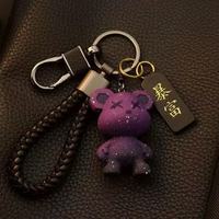 Porte-clés en silicone Ours Couple Mignon, Pendentif de voiture en plastique, Décoration de sac à dos de dessin animé, Petit breloque créatif et délicat