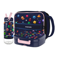 Vente en gros de boîte à lunch scolaire en plastique micro-ondable isolée double couche de grande capacité de 1200 ml avec bouteille d'eau