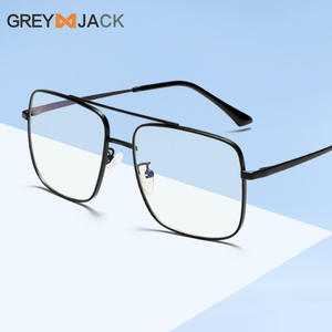 Monture de lunettes en métal carré à double pont Greyjack, unisexe, monture complète, protection contre la lumière bleue G026OP - Product Image 4