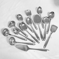 Nouvel Ensemble de 14 Ustensiles de Cuisine en Acier Inoxydable 2025 – Spatule, Louche, Cuillère, Pince et Autres Accessoires de Cuisson Dorés à Prix Abordable