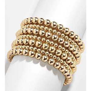 18k Gold Filled Waterproof Tarnish Free 3 4 5 6 8mm Beads <strong>Stacking</strong> <strong>Bracelets</strong> Beaded Stretch <strong>Bracelet</strong> - Product Image 2