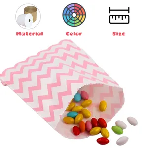 Low Price Custom Candy Buffet Kraft Bags Small Pink Polka Dot Paper Treat Bags Glassine Food Paper Bags