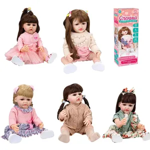 Diskon besar grosir boneka balita berdiri realistis mainan bayi putri merah muda boneka tubuh silikon penuh lembut