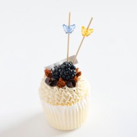 Piques à cocktail écologiques en bambou naturel, décorations colorées en forme de papillon pour fruits, cupcakes et salades