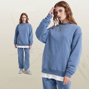 Sweat-shirt en molleton personnalisé avec logo brodé AI-MICH pour hommes et femmes, col rond oversize, pour l'hiver, à capuche - Product Image 4
