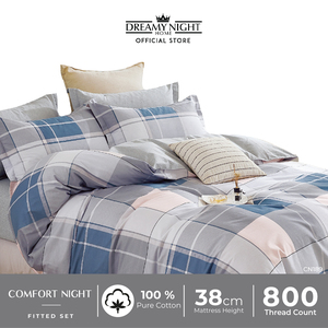 Ensemble de draps de lit ajustés modernes Comfort Night 3 pièces, taille super simple, 100% coton, écologique, 800 fils, tissu doux et durable - Product Image 4