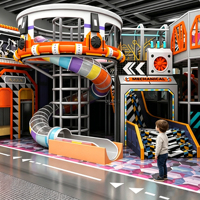 Parc de loisirs sportif personnalisé de grande taille, aire de jeux intérieure pour enfants avec toboggan et zones d'aventure