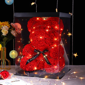 Regalos de San Valentín decoración oso Rosa flor Artificial con caja luces oso de peluche para mujer <span class=keywords><strong>novia</strong></span> regalo de cumpleaños Flor de amor - Product Image 2