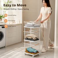 Panier à linge 3 niveaux en fer réutilisable, étagère de rangement pour vêtements sales, organisateur de salle de bain grande capacité, rangement mobile, expédition immédiate