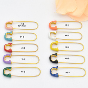 别针风格环回形针散装胸针哑光镀金珐琅别针胸针Diy饰品制作安全别针配件 - Product Image 2