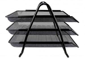 3-Tier Metal Mesh Desktop Office Organizer <b>Tray</b> Document Holder and <b>File</b> <b>Tray</b> for Desk Enhances Paper Management - Product Image 4