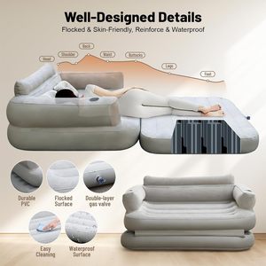 Queen Size Air Sofa Bed Mattress with Headboard and Pump, Blow up <b>Couch</b> <b>Inflatable</b> Bed for Home Living Room - Product Image 5