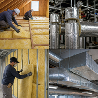 Panel de Fibra de Vidrio con Revestimiento de Lámina de Aluminio y Aislamiento Acústico Térmico de Lana de Vidrio para Construcción, Aislamiento de Conductos de Aire