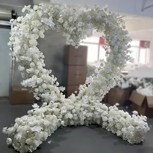 Wedding Decoration Supplies Wedding Proposal Heart Shape Red Flower Arrangement Rose Artificial Floral Heart Arch Cover Backdrop