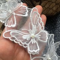 Organza Polyester Broderie 3D Perle Double LACE papillon Dentelle Accessoires DIY Accessoires De Mariage
