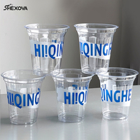 Gobelets en plastique PET jetables écologiques pour Bubble Tea et café, avec logo personnalisé, transparents, à paroi simple, pour fêtes, tailles 10oz-24oz, durables