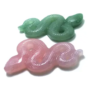 Gema natural de serpiente, Ágata verde, Aventurina, rosa, cuarzo, labradorita, serpiente, artesanía de cristal milagroso, venta al por mayor